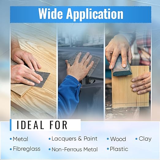 500 Grit Sandpaper Sheets 100 Pack 9x11 in Bulk Sandpaper Multi-Surface Precision Sanding Wood Metal Paint Removal Rust Removal Lija Al Agua Woodworking Surface Preparation