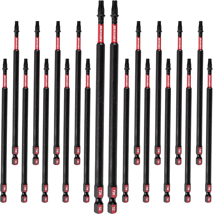 20Pack Impact Tough #20 Torx 6 in. Insert Driver Bits, Magnetic T20 Head Power Bits, S2 Alloy Steel T20 Screwdriver Bits Set Bulk