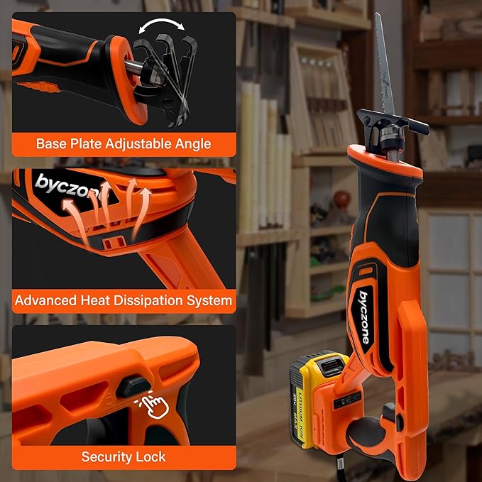Cordless Reciprocating Saw for Dewalt 20V Battery (without battery), 3000RPM Variable Speed Sawzall with 4pcs Zallsaw Blade, Pivoting Shoe, Keyless Blade Clamp Recipro Saw for Wood, Metal, PVC Pipe