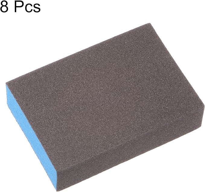 HARFINGTON 8pcs Sanding Sponge Blocks #240 (1200-1500 Grits) Wet/Dry Hand Sanding Sponges, 100x70x25mm Foam Sanding Block Pad for Polishing Kitchen Metal Wood Drywall Furniture, Brown&Blue