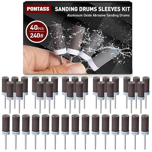 240 Grit 40 PCS Sanding Drums for Dremel Rotary Tools Accessories, Sanding Bits Kit for Dremel Sanding Bands with 1/8 inch Shank, Sandpaper Sticks Set for Plastic Wood Metal Grinding Polishing