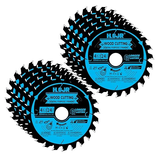 10-Pack 4-1/2 Inch 24-Tooth 20mm Arbor Circular Saw Blade,Framing/General Purpose Wood Cutting Saw Blade,with Non-Stick Coating - TF, 4-1/2" 24T 20mm