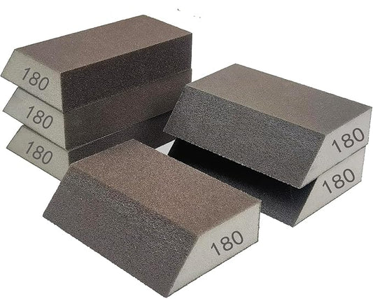 6 Pack Sanding Sponge, 180 Grit Sanding Blocks Assortment,Washable and Reusable for Wood Drywall Metal Home(180 Grit)