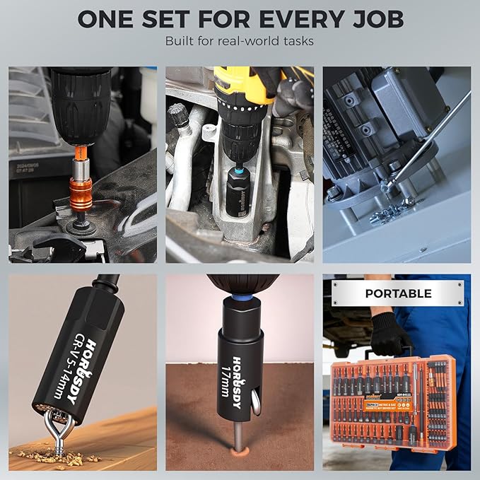 Upgraded 79-Piece Magnetic Impact Nut Driver Set, Metric & SAE with 3LB Magnetic Pickup Tool, Socket Adapters, Wing Nut Driver, Universal Sockets, Quick-Change Bit Holder & Extensions, Power Bits