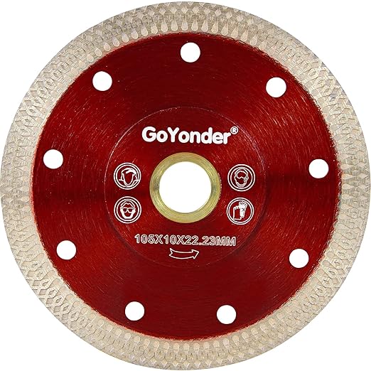 GoYonder Super Thin 4" Grinder Blades Tile Blade, Diamond Saw Blade for Cutting Porcelain Tiles Granite, 105mm Tile Cutting Blade for Angle Grinder (4"-105mm(Red))