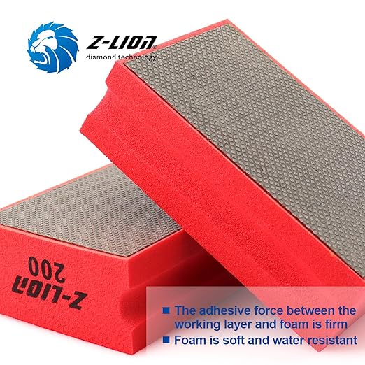 Z-Lion Electroplated Diamond Hand Polishing Pad Foam Back for Granite Marble Stone Glass Ceramic (200#)
