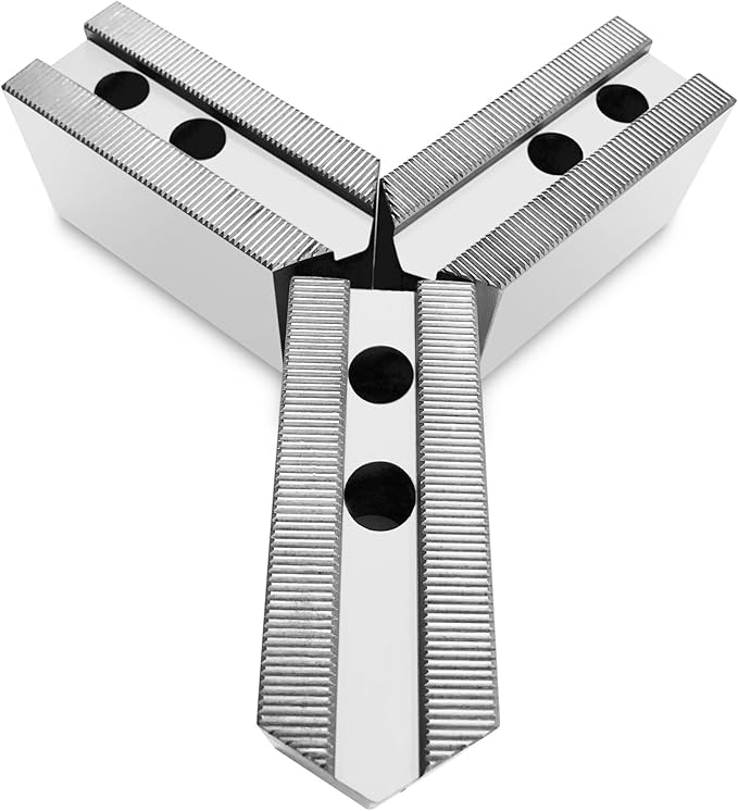 12" Lathe Chuck Serrated (1.5 mm x 60) Soft Jaws Set (3 Pcs) for Kitagawa (B-12)/Samchully Power Chucks, Steel, Pointed, 3.0" Height, 0.709" (18 mm) Slot - By Turner Workholding, LLC