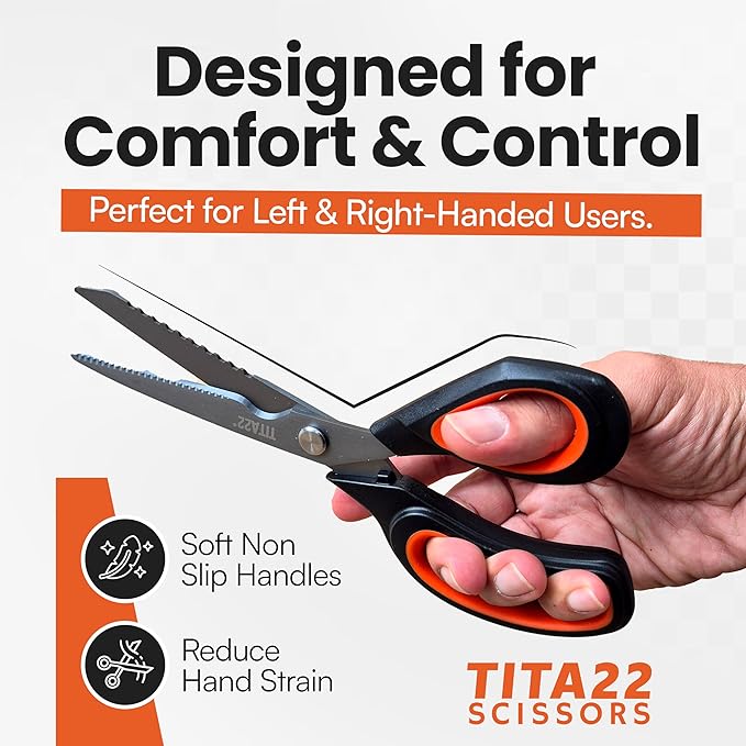TITA22??Heavy Duty Titanium-Coated Scissors 9.5 Inch ??Multipurpose All Purpose Shears for Office, Home, School, Sewing, Fabric, Crafting, Kitchen, and Professional Use ??Durable Sharp Blades (1 Pack)