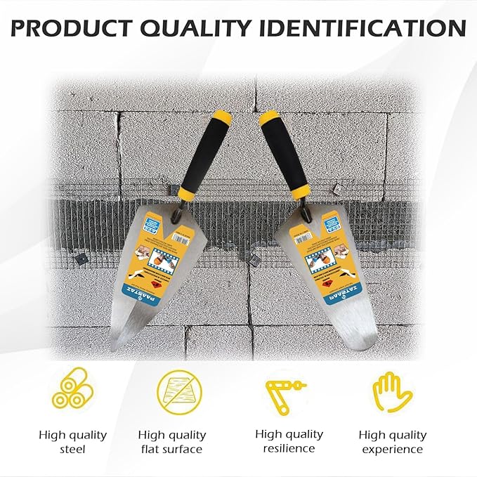 2 Pcs Masonry Trowel Set, 6" Round & Pointed Trowel Masonry, Set with Soft Non-Slip Handle, for ConcreteCement Plastering Tiles