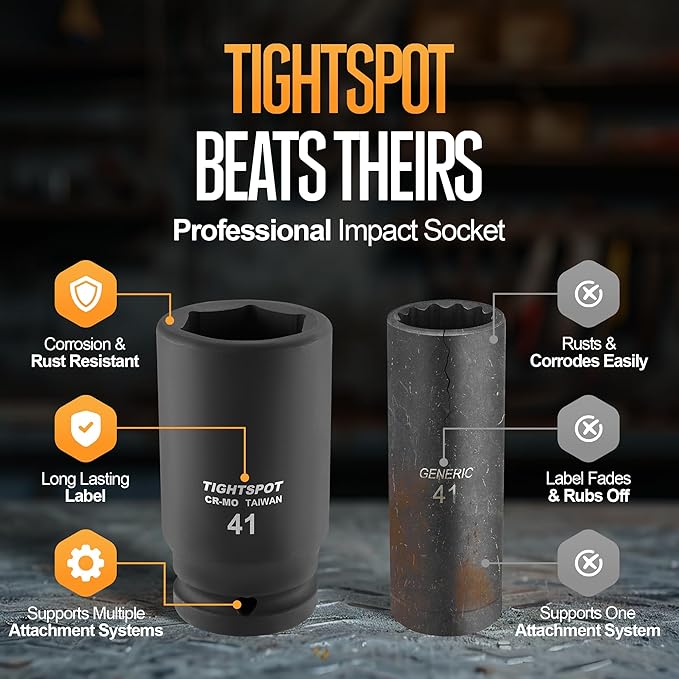 3/4" Drive 41mm Deep Impact Socket Heavy Duty CR-MO Jumbo Socket 6 Point Automotive Truck and Heavy Equipment Repair