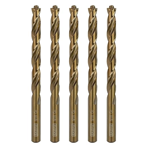 5/16 Inch Cobalt Drill Bit Set - 5pcs M35 Metal Bits With Pilot Point Tip for Steel, Hard Metal, Cast Iron (5/16" x 4-1/2")