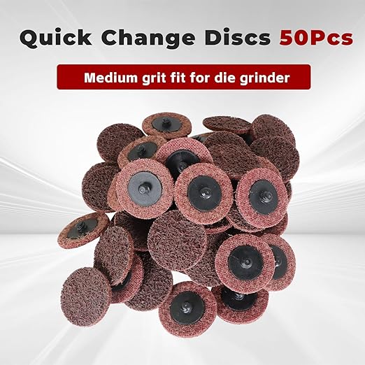 findmall 50Pcs 2 Inch Maroon Quick Change Surface Prep Conditioning Discs, Medium Grit for Cleaning, Finishing and Deburring on All Metals