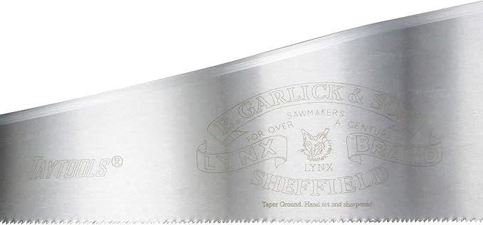 Lynx Garlick Taytools Thomas Flinn British 24” Rip Saw with Taper Ground Blade, Stained Beech Handle 4.5 TPI Filed for Rip Cutting
