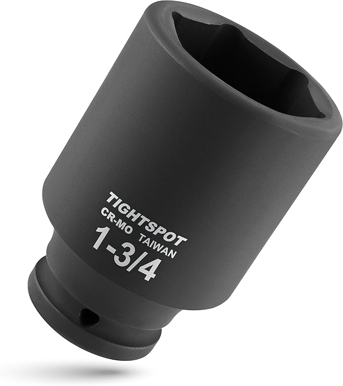 TIGHTSPOT 3/4" Drive 1-3/4 Inch SAE Deep Impact Socket Heavy Duty CR-MO Jumbo Socket 6 Point Automotive Truck and Heavy Equipment Repair