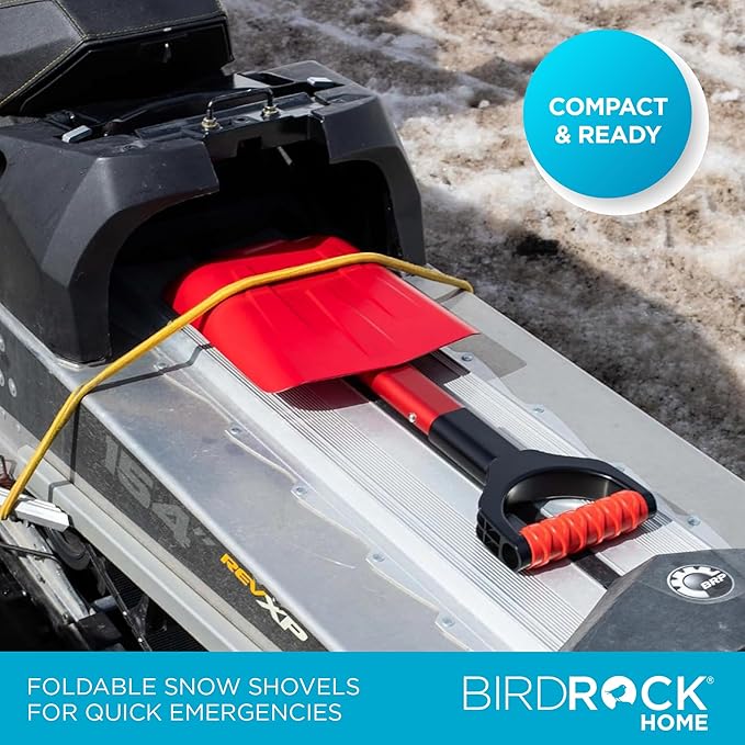 BIRDROCK HOME Folding Emergency Snow Shovel - Compact Tool for Winter Survival, Car, Snowmobiles, ATV - Lightweight Collapsible Gear for Skiing, Camping, Mud, Avalanche, Sand, Adventure - 34?? 2 Pack