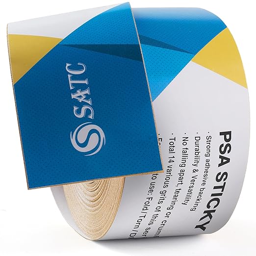 S SATC 220 Grit PSA Longboard Sandpaper 20 Yard Long Continuous Roll, 2-3/4" Wide Self Adhesive Stickyback Sanding Sheets for Automotive, Hand Sanding Blocks,Woodworking, Metal, Plastic