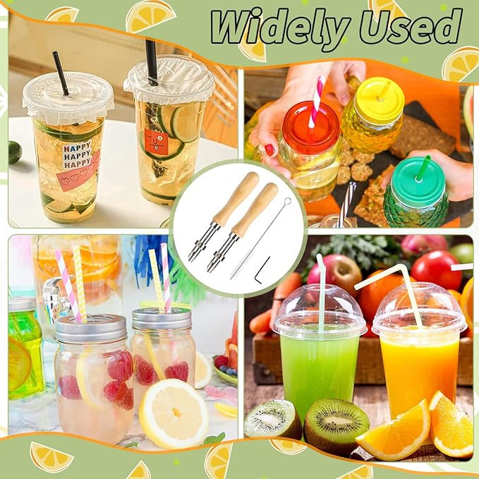 2Pcs Straw Puncher For Plastic Lids Lemonade Cups竊똂lay Hole Cutters Straw Hole Puncher,Tools for Lemonade Stand Supplies