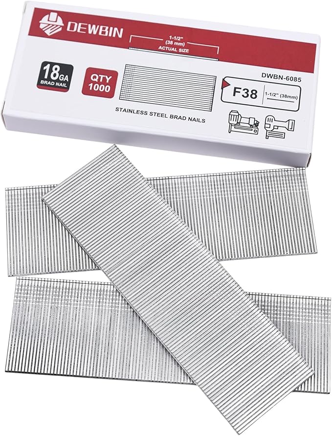 18 Gauge Stainless Steel Brad Nails, 1000 Counts 1-1/2-Inch 18GA Brad Nails, Nail Gun Nails for Pneumatic, Electric Brad Nailer Gun