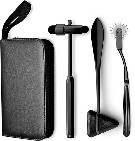 Primacare DH-3694 Reflex Hammer Set – 3-Piece Neurological Diagnostic Kit with Neuro Buck Hammer, Taylor Reflex Hammer, Wartenberg Wheel & Carrying Case Included