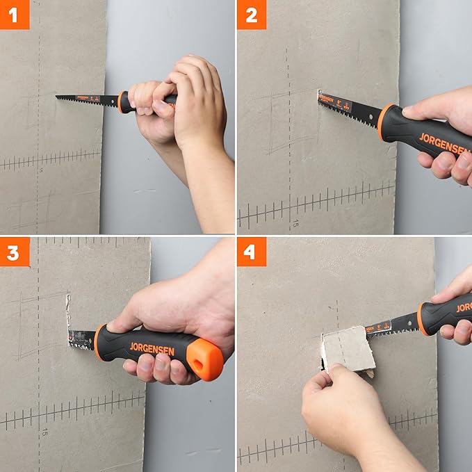 Jorgensen Drywall Saw, 6-inch Jab & Keyhole Saw with Ergonomic Handle,Triple Ground Teeth, Faster Cutting Drywall Cutting Tool with 8-TPI Bi-metal Blade