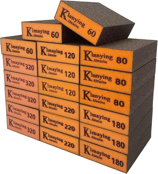 Sanding Sponge, 60-320 Grit Assortment Sanding Block, Wet and Dry Dual-use Sander Sponges for Drywall Metal, Sandpaper Sponge for Wood, Washable and Reusable, 20 Pack