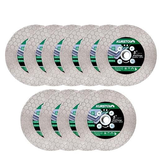 Tile Diamond Saw Blade - 10pcs 125mm Dual-Purpose Diamond Cutting Disc,Angel Grinder Blade Arbor M14 Thread for Cutting and Grinding Ceramic Tiles,Porcelain,Granite,Marble
