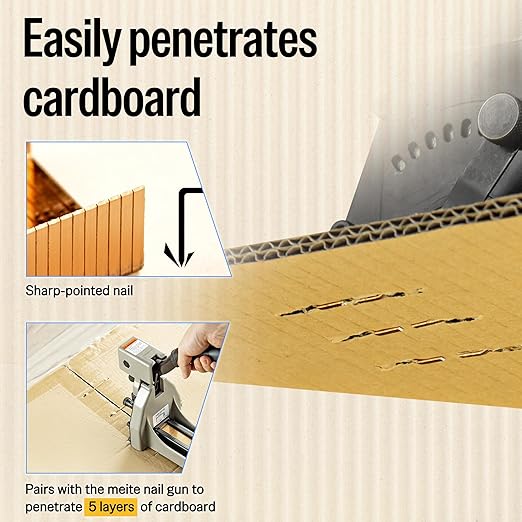 meite Carton Closing Staples 16 Gauge 1-3/8" Wide Crown 5/8" Leg Copper-Coated Carton Staples for Pneumatic or Manual Box Stapler Gun - Cardboard Closer Packaging (4,000PCS)