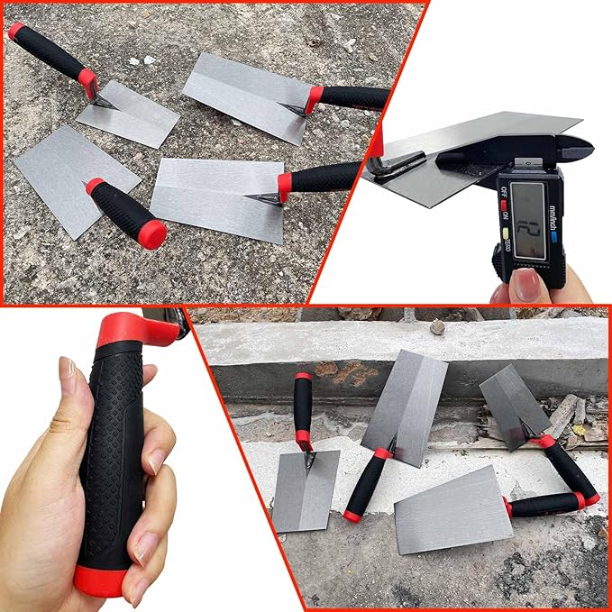 Bucket Margin Trowel Set, 4 Pcs Masonry Trowel Hand Tool Kit, Carbon Steel Bucket Brick Trowel for for Concrete, Cement, Plaster, Tile Construction Projects
