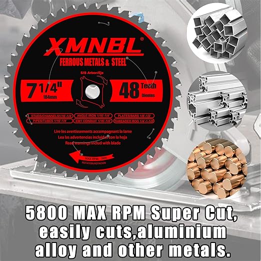 7-1/4 Inch Metal Cutting Saw Blade,Replace for Diablo D0748CF 7 1/4 Inch Metal and Stainless Steel Cutting Saw Blade,Compatible with 7-1/4 Inch Circular Saw,Cermet Carbide,5/8" Arbor,5X Longer Life
