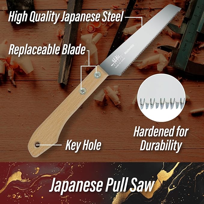 SUIZAN Small Hand Saw 5" Versatile Wood Blade - Compact Japanese Pullsaw Single Edge Woodworking Tools