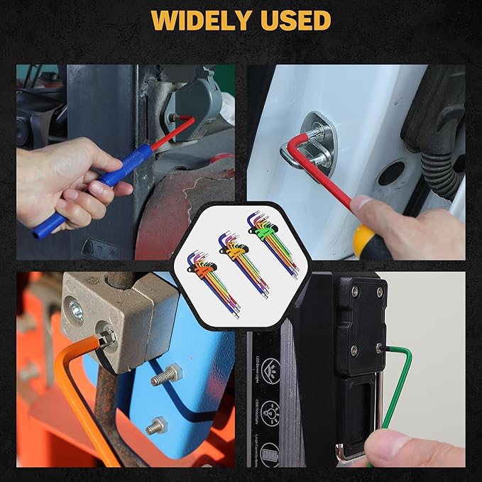 ELEAD Allen-Wrench Hex Torx Key Set: 29-Piece Rainbow Colored Allen Key Set, Long Arm Ball End, Metric SAE Standard Torx Star Wrenches with T-Handle and Extension Bar