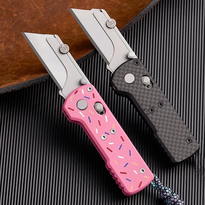 OKNIFE Otacle U1 Folding Pocket Utility Knife, Quick Change Box Cutter with Rail Lock, EDC Razor Knife with Pocket Clip for Office, Factory (Doughnut)