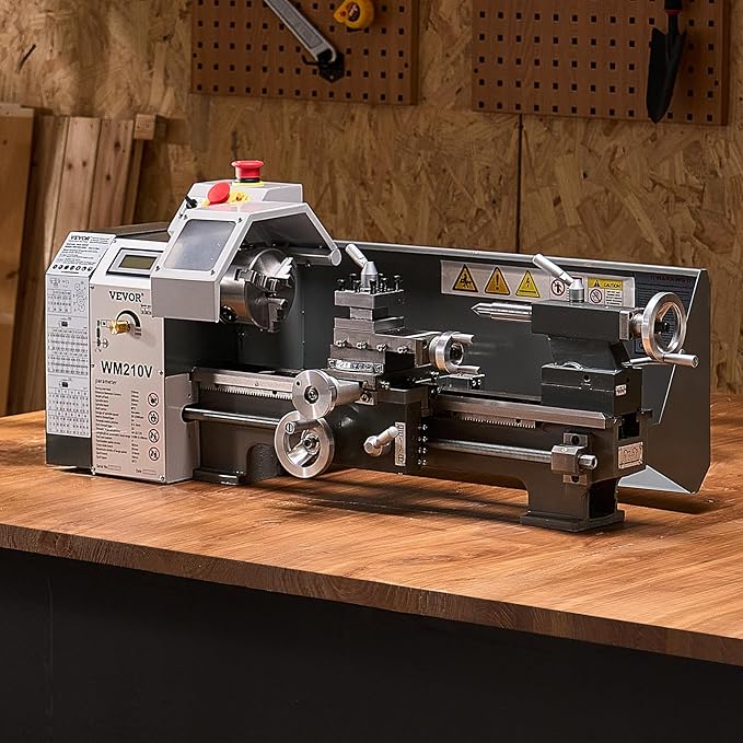 VEVOR High-quality Metal Lathe, 8 x 16 in, 550W Benchtop Lathe Machine, 0-2500 RPM Variable Speed, with 0.0003 in Spindle Accuracy Metal Gear, for Precision Parts Thread Soft Metals Wood