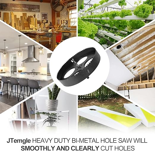 9-1/4 Inch Hole Saw with 1/2" Hex Shank Quick Change Arbor, JTemgle Bi-Metal Hole Saw Heavy Duty Hole Cutting Tool for Cornhole Boards, Recessed Lights, Wood, Plastic, Drywall & Soft Metal