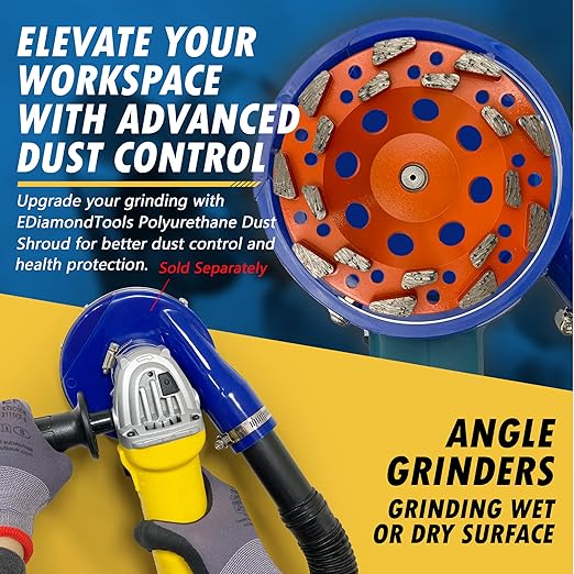 5" High Performance Diamond Grinding Wheels for Aggressive Concrete, Paint, Epoxy, Mastic & Coating Removal, #20 Grit, 18 Segments, 5/8"-11 Threaded Arbor