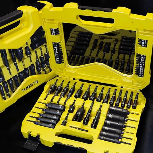 60pcs Magnetic Nut Driver Set for Impact Drills - Deep Nut Drivers, Metric & SAE Socket Adapters, Bit Extension, 1/4'' Quick Change, Wing Nut Driver, Pivoting Nutsetter, S2 Steel Bits, Upgraded Box