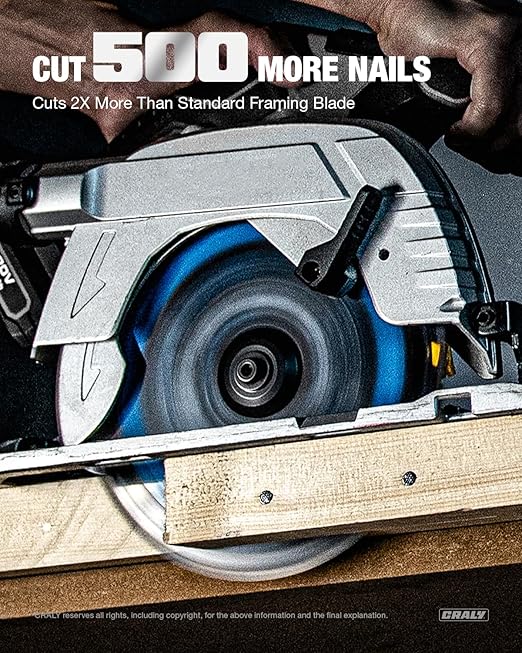 CRALY 7-1/4 Inch 24 Teeth Wood Cutting Framing Circular Saw Blade, 5/8 Inch Arbor, Carbide Tipped, Thin Kerf, Black Ice™ Coating, for Plywood, MDF, OSB, Laminated, 2-Pack(C0724FR-2)