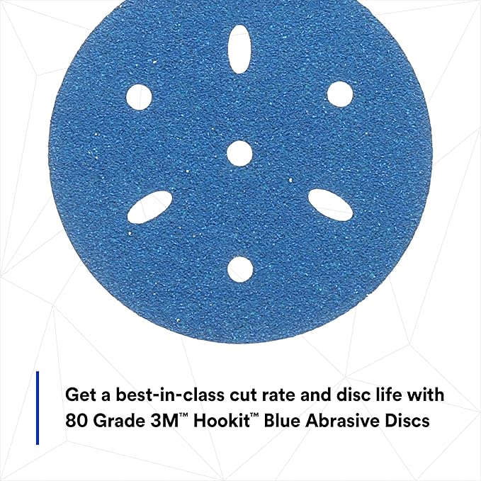 3m 3M-36142 Hookit Blue Abrasive Disc Multi-hole, 3 80 Grade