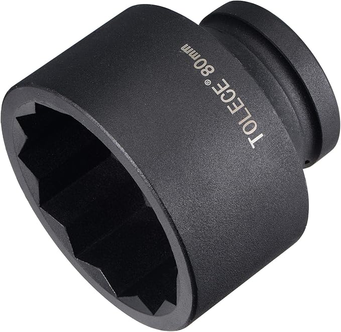 uxcell 1-Inch Drive 80mm 12-Point Impact Socket, CR-MO Steel 100mm Length, Standard Metric Sizes