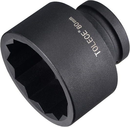 uxcell 1-Inch Drive 80mm 12-Point Impact Socket, CR-MO Steel 100mm Length, Standard Metric Sizes