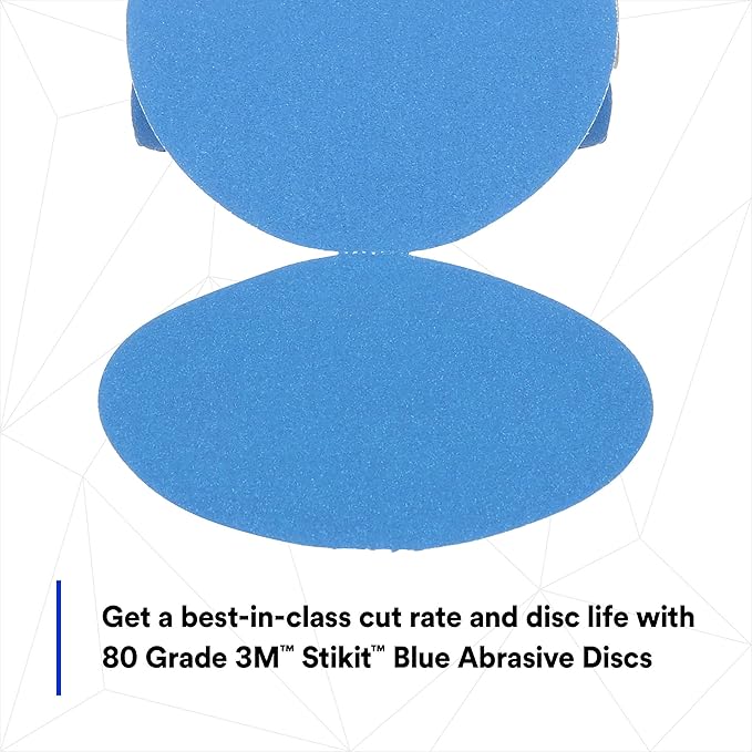3M Stikit Blue Abrasive Disc Roll, 36202, No Hole, 6 in, 80+ Grade, Pack of 50, Automotive Sanding Discs for Coating Removal, Body Repair, Auto Sanding, Primer Sanding