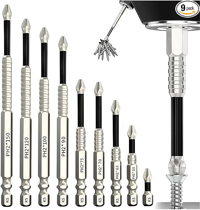 High Magnetic Screwdriver Drill Bit Set, 2025 New Anti Slip Magnetic Electric Screwdriver Set Alloy Steel for Impact Driver, Upgrade Strong Magnetic Durability Screwdriver Drill Bit Set(1Set)