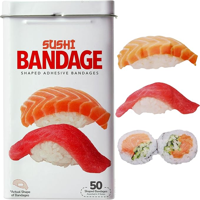 BioSwiss Bandages, Sushi Shaped Self Adhesive Bandage Set, Latex Free, Sterile Wound Care, 50 Count