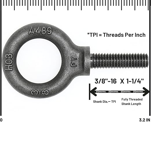 5 Pcs Lifting Shoulder Eye Bolts 3/8"-16 X 1-1/4"
