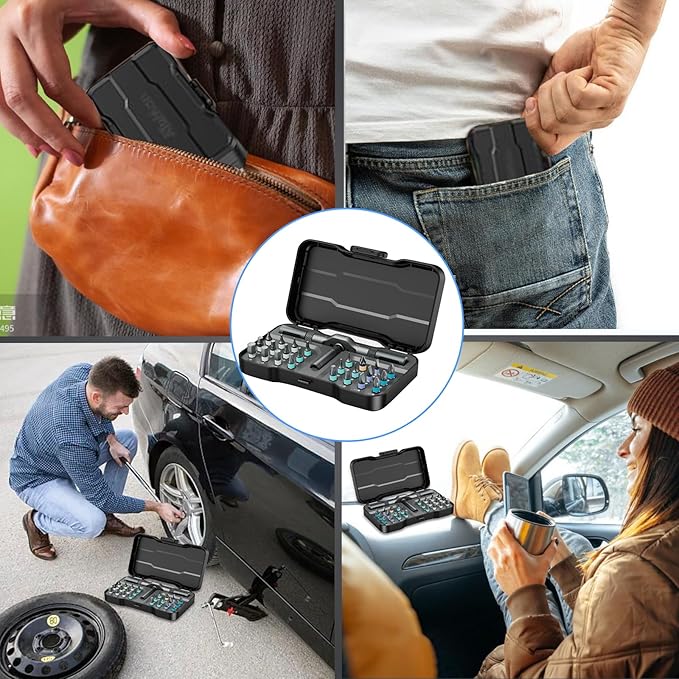 24 in 1 Magnetic Screwdriver Set, DIY Ratchet Screwdriver Set, Multifunctional Toolbox with Detachable Ratchet Handle, Portable Precision Repair Tool Kit for Furniture Bicycle Electronic Device