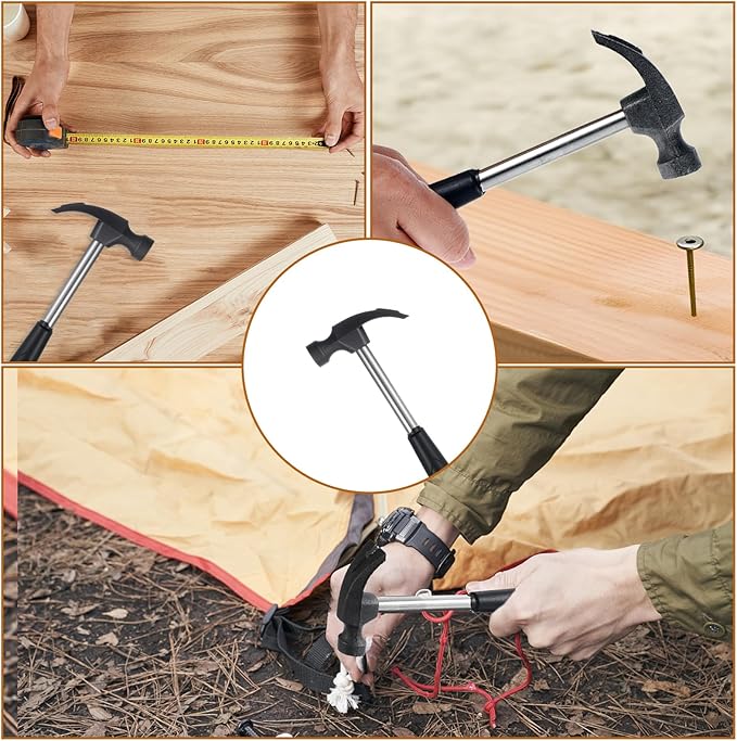 20 Pcs Mini Claw Hammer Bulk 6.5 Inch Solid Tubular Small Safety Hammer with Non-Slip Rubber Handle Lightweight for Woodworking Hanging Pictures DIY Crafts Jewelry Making Tools