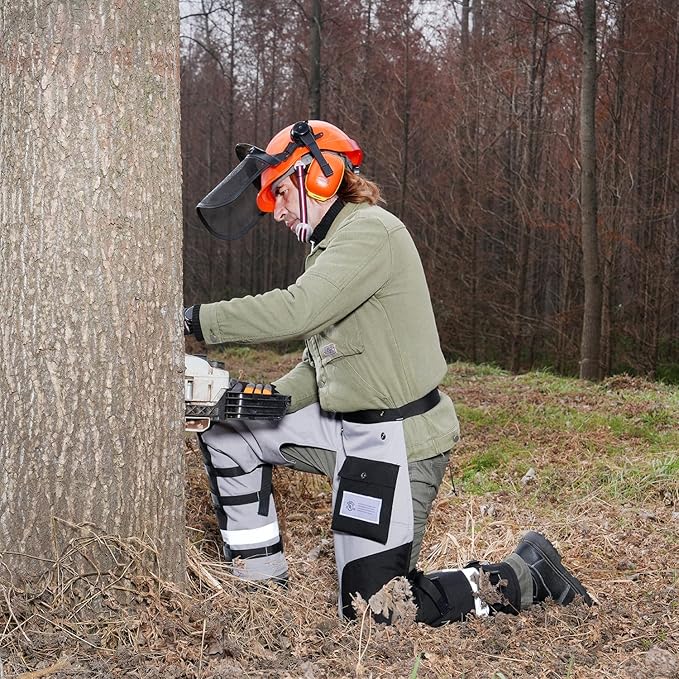 Technical Wrap Chainsaw Chaps by UL Class A 8 Layers Chainsaw Pants Apron Style Black Gray