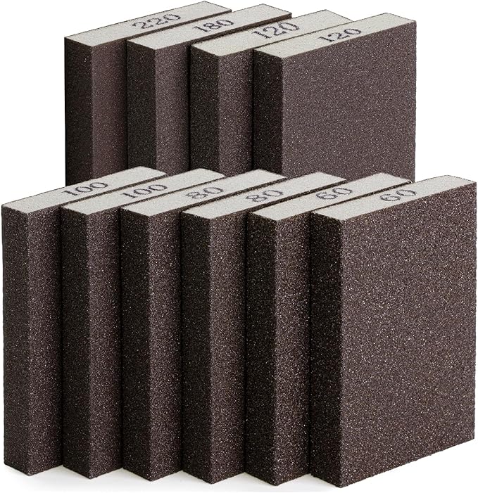 Bates- Drywall Sanding Blocks, 10 Pack, 60/80/100/120/180/220 Grit Assortment, Drywall Sanding Sponge for Wood, Washable & Reusable