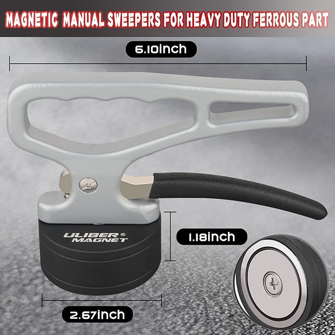 ULIBERMAGNET Heavy Duty Strong Magnetic Pickup Tool,Magnetic Lifting with Quick Release,Portable Material Collector with Ergonomic Handle for Iron Plate,Tool Steel,Laser Cutting