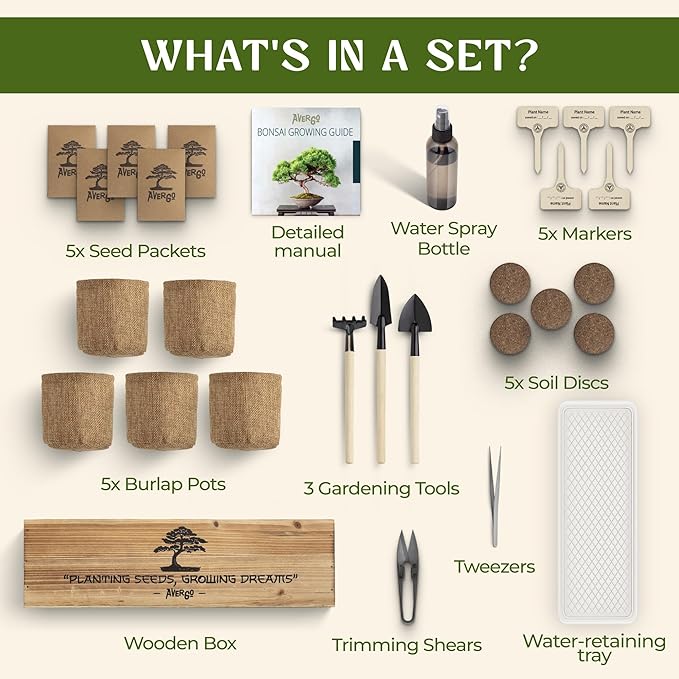 DIY Bonsai Tree Kit for Beginners ??5X Unique Japanese Bonzai Trees | Complete Indoor Bonsai Starter Kit for Growing Bonsai Plants with Tools & Planters ??DIY Gardening Gifts for Women & Men